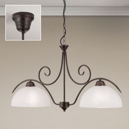 Kroonluchter met ketting RULA 2xE27/40W/230V wit/brons