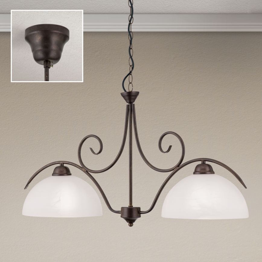 Kroonluchter met ketting RULA 2xE27/40W/230V wit/brons