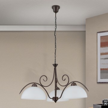 Orion - Kroonluchter met ketting RULA 3xE27/40W/230V Ø 70 cm wit/brons