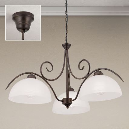 Orion - Kroonluchter met ketting RULA 3xE27/40W/230V Ø 70 cm wit/brons