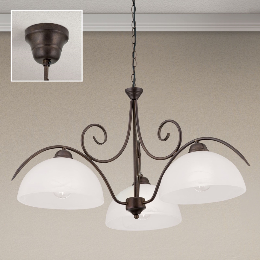 Orion - Kroonluchter met ketting RULA 3xE27/40W/230V Ø 70 cm wit/brons