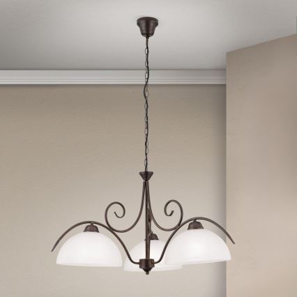 Orion - Kroonluchter met ketting RULA 3xE27/40W/230V Ø 70 cm wit/brons