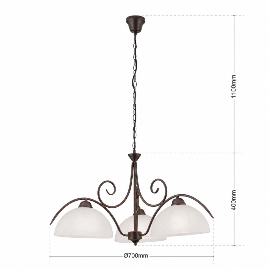 Orion - Kroonluchter met ketting RULA 3xE27/40W/230V Ø 70 cm wit/brons