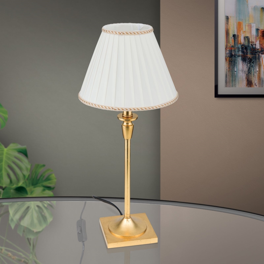 Tafellamp FONSA 1xE27/60W/230V 61 cm wit/goud