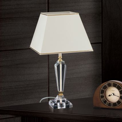 Kristallen tafellamp VERONIQUE 1xE27/60W/230V crème/doorzichtig