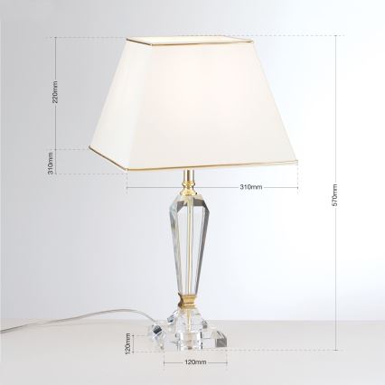 Kristallen tafellamp VERONIQUE 1xE27/60W/230V crème/doorzichtig
