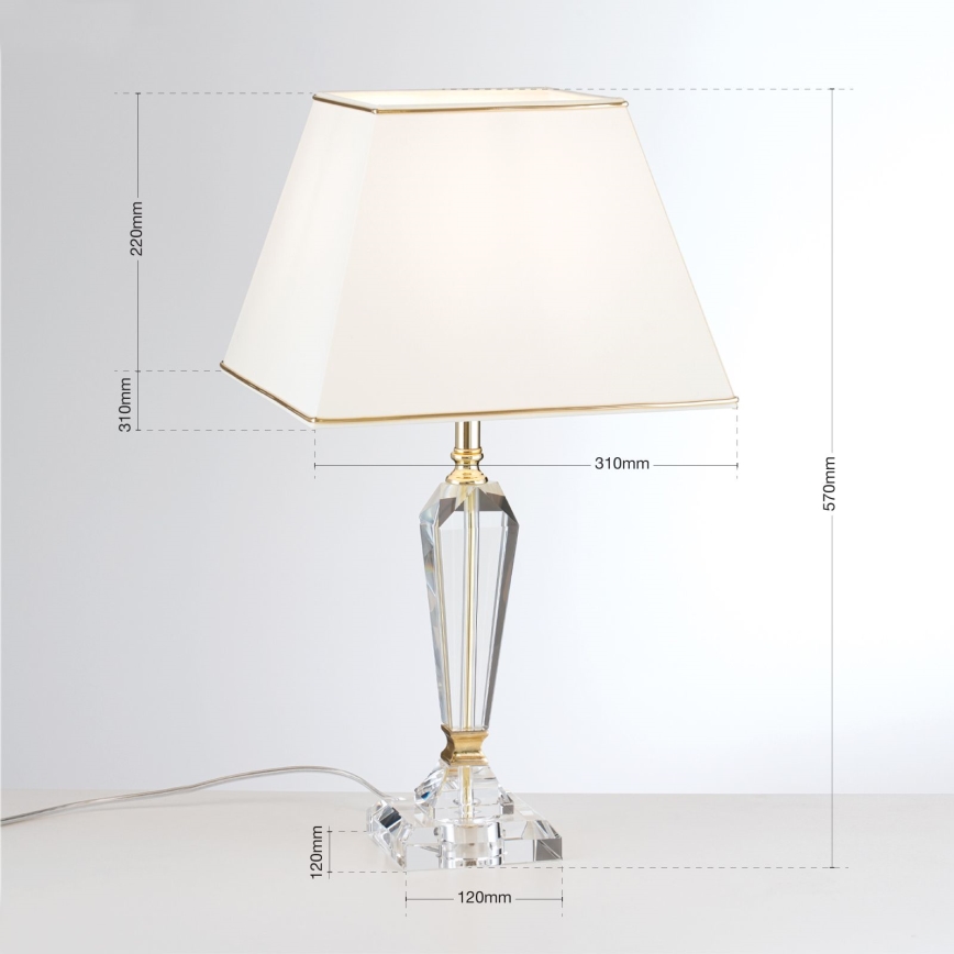 Kristallen tafellamp VERONIQUE 1xE27/60W/230V crème/doorzichtig