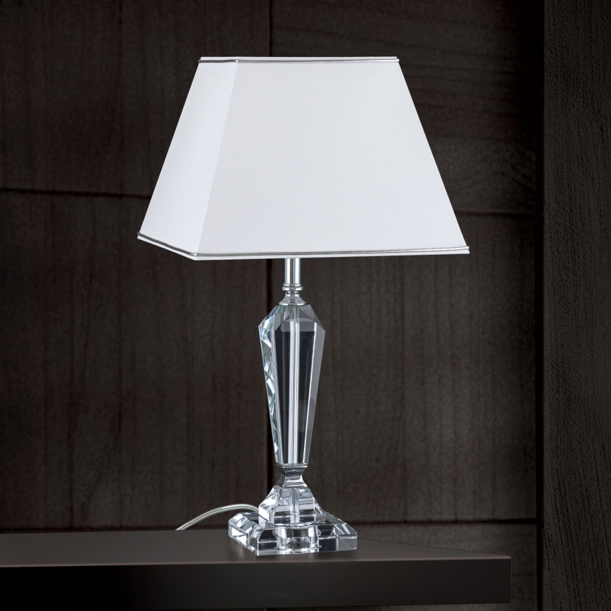 Kristallen tafellamp VERONIQUE 1xE27/60W/230V wit/chroom