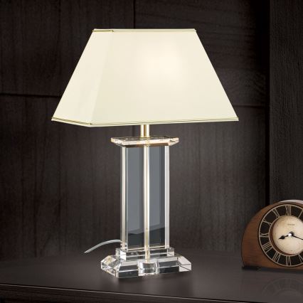 Kristallen tafellamp VERONIQUE 1xE27/60W/230V crème/doorzichtig