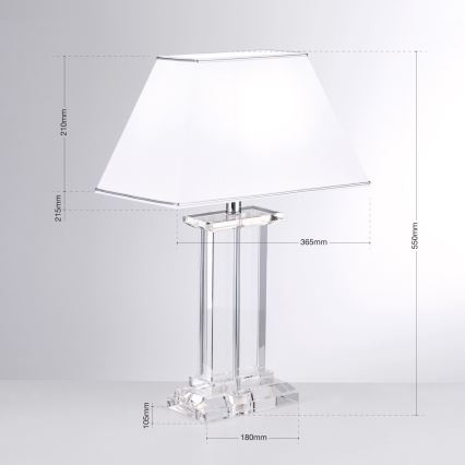 Kristallen tafellamp VERONIQUE 1xE27/60W/230V wit/doorzichtig