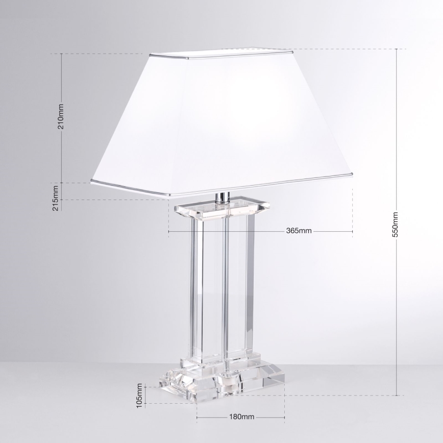 Kristallen tafellamp VERONIQUE 1xE27/60W/230V wit/doorzichtig