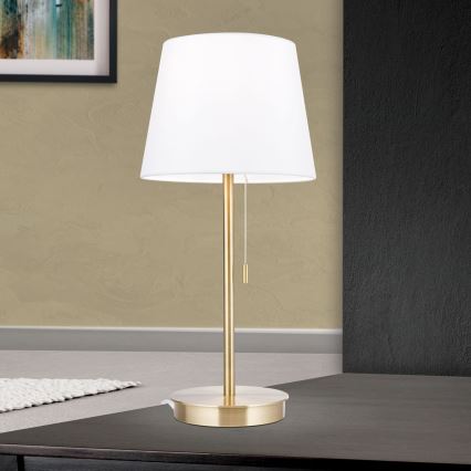 Tafellamp met USB-poort LUDWIG 1xE27/40W/230V 50 cm wit/goud