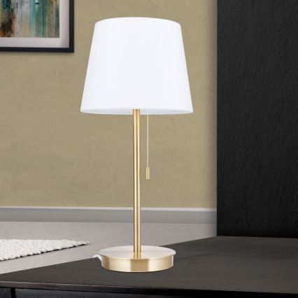 Tafellamp met USB-poort LUDWIG 1xE27/40W/230V 50 cm wit/goud