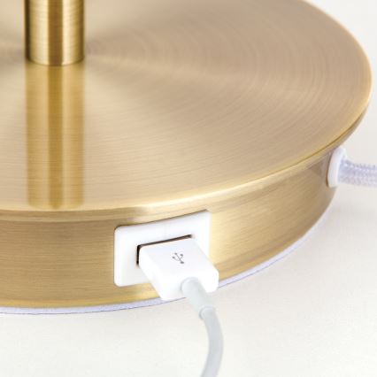 Tafellamp met USB-poort LUDWIG 1xE27/40W/230V 50 cm wit/goud