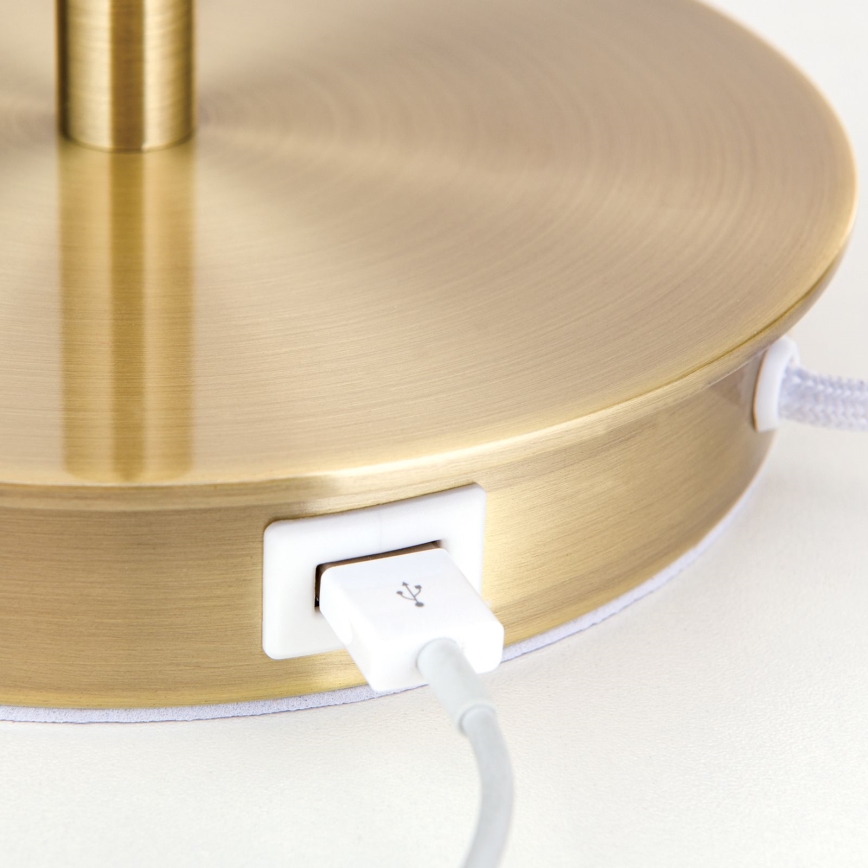Tafellamp met USB-poort LUDWIG 1xE27/40W/230V 50 cm wit/goud