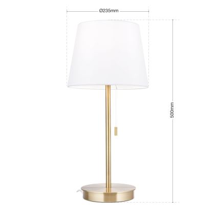 Tafellamp met USB-poort LUDWIG 1xE27/40W/230V 50 cm wit/goud