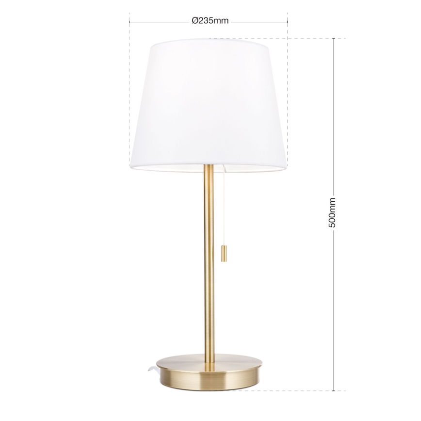 Tafellamp met USB-poort LUDWIG 1xE27/40W/230V 50 cm wit/goud
