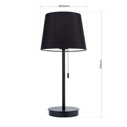 Tafellamp met USB-poort LUDWIG 1xE27/40W/230V 50 cm zwart