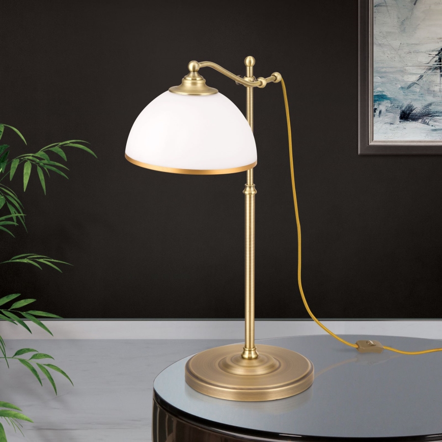 Tafellamp OLD LAMP 1xE27/40W/230V 65 cm wit/messing