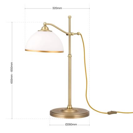 Tafellamp OLD LAMP 1xE27/40W/230V 65 cm wit/messing