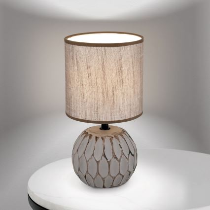 Tafellamp PINIA 1xE14/25W/230V keramiek beige/grijs