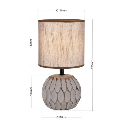 Tafellamp PINIA 1xE14/25W/230V keramiek beige/grijs