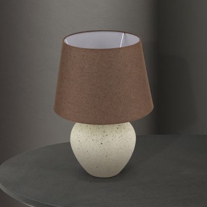 Tafellamp MASAI 1xE27/40W/230V keramiek bruin/beige