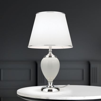 Tafellamp OVUM 1xE27/40W/230V 48 cm keramiek wit/glanzend chroom
