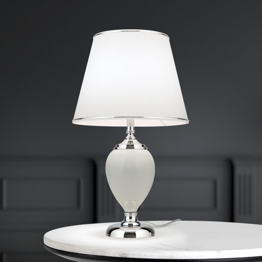 Tafellamp OVUM 1xE27/40W/230V 48 cm keramiek wit/glanzend chroom