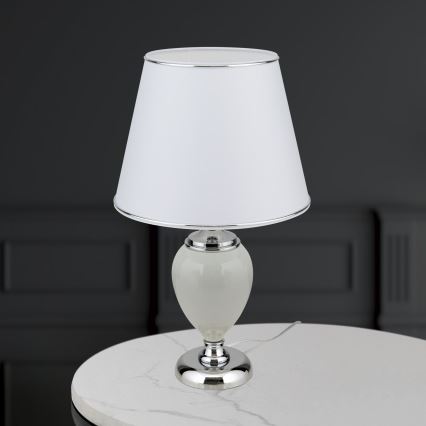 Tafellamp OVUM 1xE27/40W/230V 48 cm keramiek wit/glanzend chroom