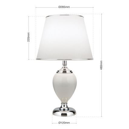 Tafellamp OVUM 1xE27/40W/230V 48 cm keramiek wit/glanzend chroom