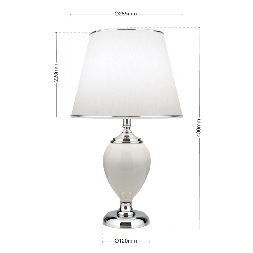 Tafellamp OVUM 1xE27/40W/230V 48 cm keramiek wit/glanzend chroom