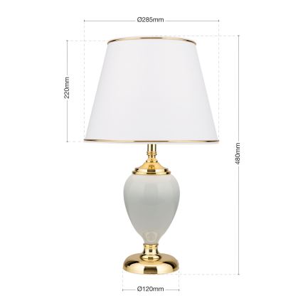 Tafellamp OVUM 1xE27/40W/230V 48 cm keramiek wit/goud
