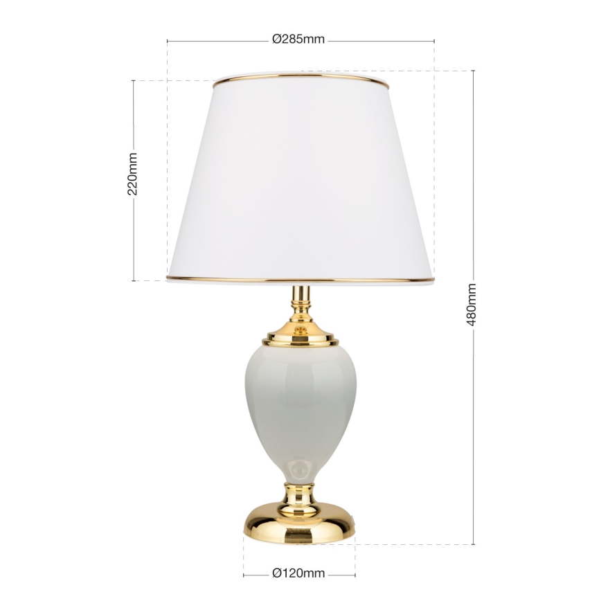 Tafellamp OVUM 1xE27/40W/230V 48 cm keramiek wit/goud