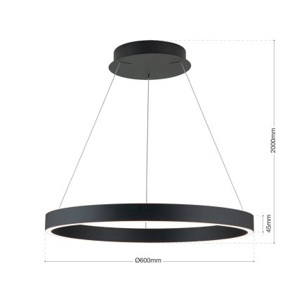 Dimbare pendellamp aan kabel KOLK LED/60W/230V 2700/3000/4000K Ø 60 cm zwart