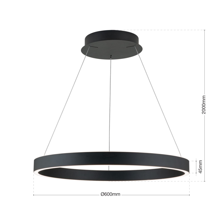 Dimbare pendellamp aan kabel KOLK LED/60W/230V 2700/3000/4000K Ø 60 cm zwart