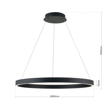 Orion - LED-dimbare hanglamp met kabelophanging KOLK LED/80W/230V 2700/3000/4000K Ø 80 cm zwart