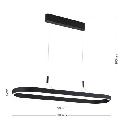 LED-hanglamp aan kabel CARRARA LED/80W/230V 2700/3000/4000K zwart
