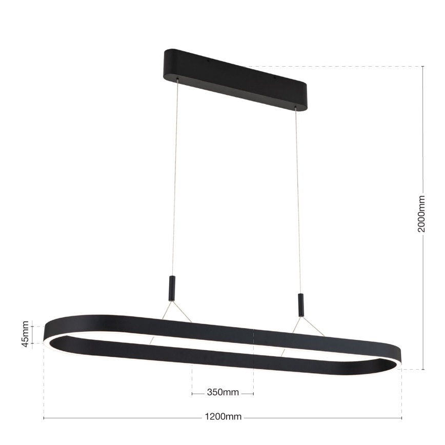 LED-hanglamp aan kabel CARRARA LED/80W/230V 2700/3000/4000K zwart
