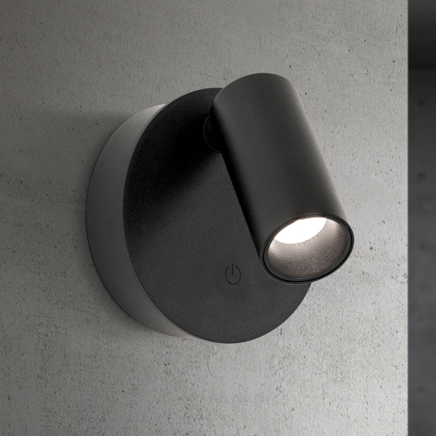 LED dimbare oplaadbare aanraakgevoelige wandspot LUXY LED/1W/5V 2200 mAh 2700/3000/4000K zwart