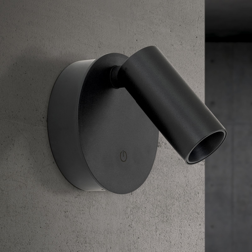 LED dimbare oplaadbare aanraakgevoelige wandspot LUXY LED/1W/5V 2200 mAh 2700/3000/4000K zwart