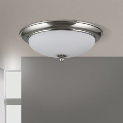 Plafondlamp EMPIRA 2xE27/40W/230V Ø 35,5 cm mat chroom