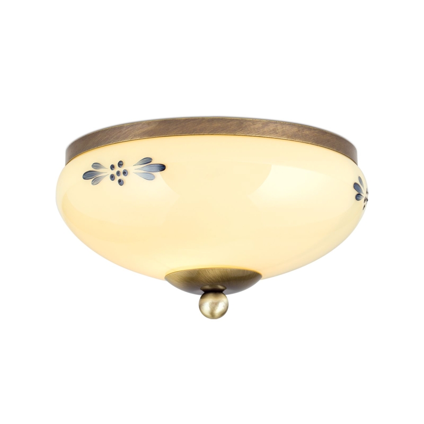 Plafondlamp LANDHAUS 1xE27/60W/230V Ø 21 cm brons/beige/blauw