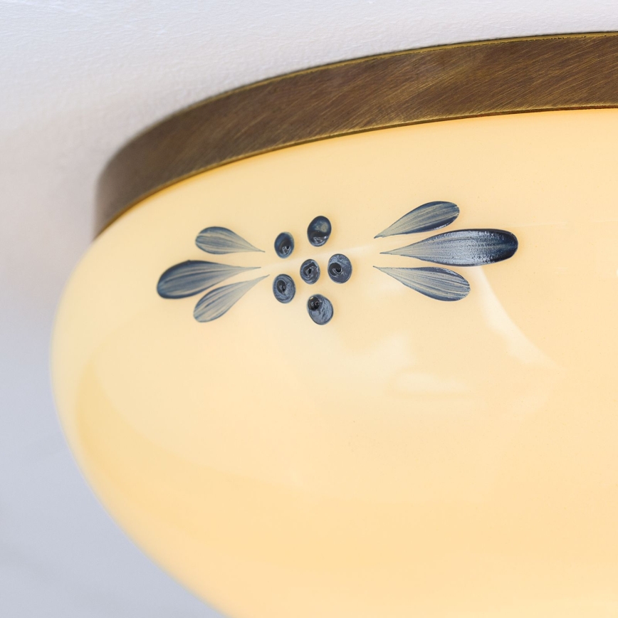 Plafondlamp LANDHAUS 1xE27/60W/230V Ø 21 cm brons/beige/blauw