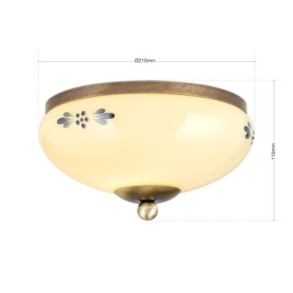 Plafondlamp LANDHAUS 1xE27/60W/230V Ø 21 cm brons/beige/blauw
