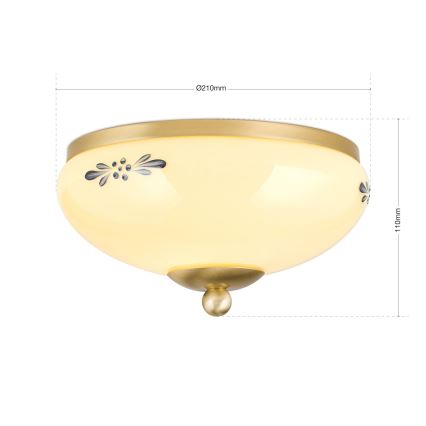 Plafondlamp LANDHAUS 1xE27/60W/230V Ø 21 cm messing/beige/blauw