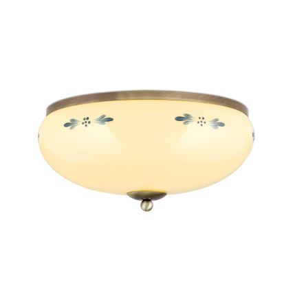 Plafondlamp LANDHAUS 3xE27/60W/230V Ø 35 cm brons/beige/blauw