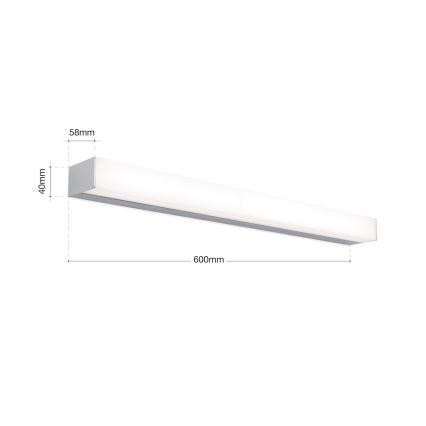 LED Badkamer spiegelverlichting HORIZON LED/12W/230V 3000/4000K 60 cm IP44 zilver