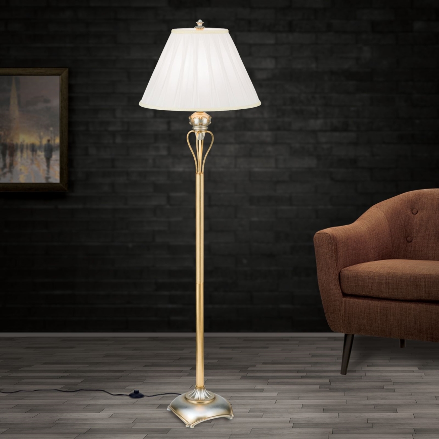Staande Lamp TIZIA 1xE27/60W/230V wit/goud/patina