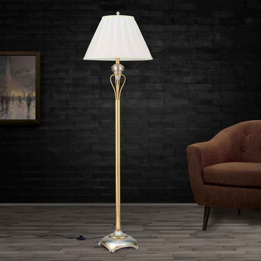 Staande Lamp TIZIA 1xE27/60W/230V wit/goud/patina